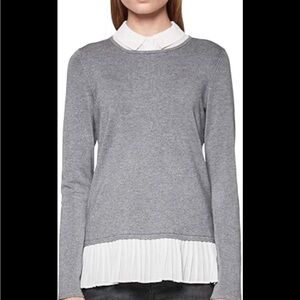 Lands End Crew Neck Sweatshirt with Pleated Underlay